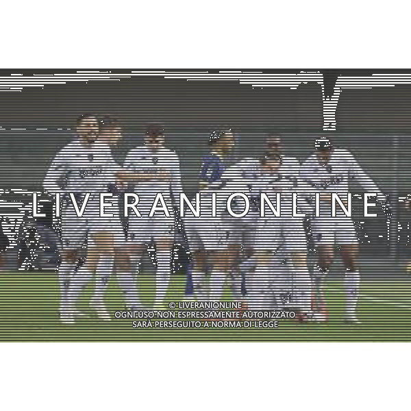 Sebastiano Esposito of Empoli FC celebrates after scoring during Hellas Verona FC vs Empoli FC, 15° Serie A Enilive 2024-25 game at Marcantonio Bentegodi stadium in Verona (VR), Italy, on Dicember 08, 2024. (Photo by Davide Casentini) - AGENZIA ALDO LIVERANI SAS