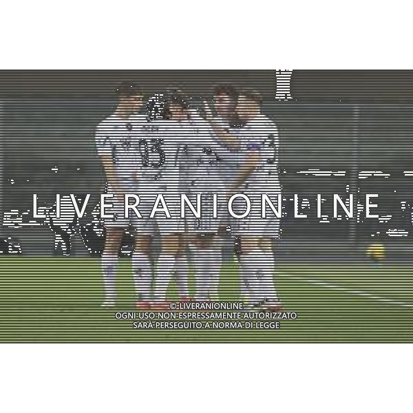 Sebastiano Esposito of Empoli FC celebrates after scoring during Hellas Verona FC vs Empoli FC, 15° Serie A Enilive 2024-25 game at Marcantonio Bentegodi stadium in Verona (VR), Italy, on Dicember 08, 2024. (Photo by Davide Casentini) - AGENZIA ALDO LIVERANI SAS