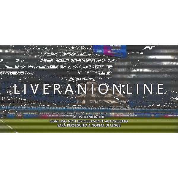 Tifosi - The Fans\' choreography before Atalanta BC vs Rela Madrid FC, 6° round of Chanpions League 2024-25, game at Gewiss stadiumo in Bergamo (BG), Italy, on Dicember 10, 2024. (Photo by Davide Casentini)-AGENZIA ALDO LIVERANI SAS
