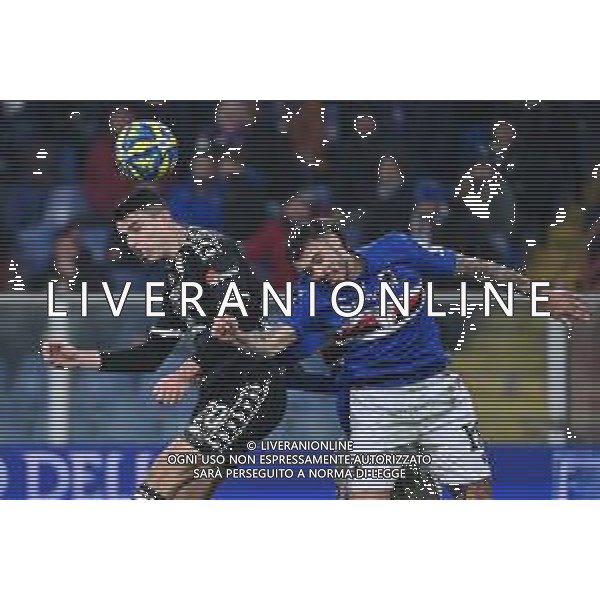 TVRG Sampdoria vs Spezia nella foto Giuseppe Di Serio (Spezia) e Lorenzo Venuti (Sampdoria) Genova 14-12-2024 Stadio Luigi Ferraris - Marassi Campionato Serie BKT - 17a giornata foto Roberto Garavaglia/Agenzia Aldo Liverani sas