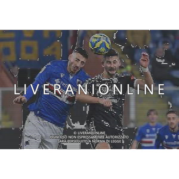 TVRG Sampdoria vs Spezia nella foto Alessandro Pio Riccio (Sampdoria) e Antonio Colak (Spezia) Genova 14-12-2024 Stadio Luigi Ferraris - Marassi Campionato Serie BKT - 17a giornata foto Roberto Garavaglia/Agenzia Aldo Liverani sas