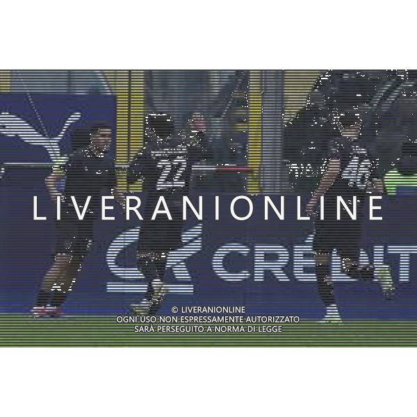 Simon Sohm of Parma AC celebrates after scoring during Parma Calcio vs Hellas Verona FC, 16° Serie A Enilive 2024-25 game at Ennio Tardini stadium in Parma (PR), Italy, on Dicember 15, 2024. (Photo by Davide Casentini)- AG ALDO LIVERANI SAS