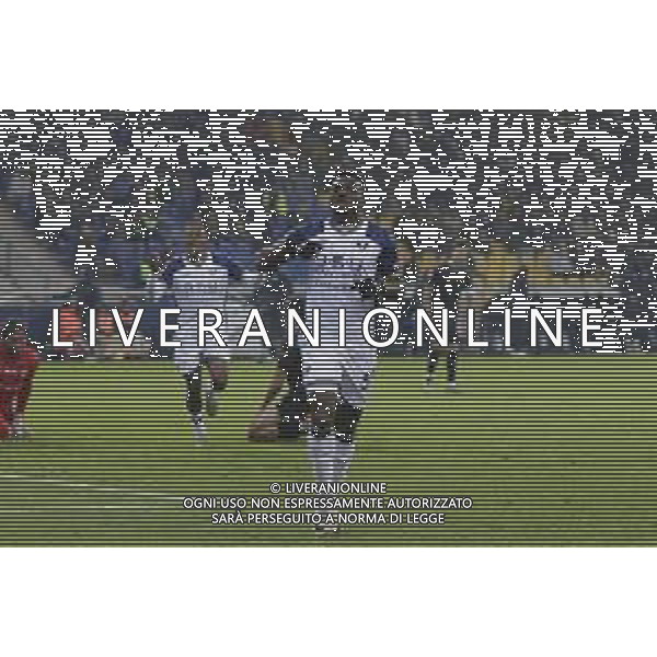 Daniel Mosquera of Hellas Verona FC celebrates after scoring during Parma Calcio vs Hellas Verona FC, 16° Serie A Enilive 2024-25 game at Ennio Tardini stadium in Parma (PR), Italy, on Dicember 15, 2024. (Photo by Davide Casentini)- AG ALDO LIVERANI SAS