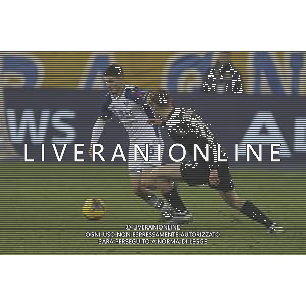 Reda Belahyane of Hellas Verona FC play the ball during Parma Calcio vs Hellas Verona FC, 16° Serie A Enilive 2024-25 game at Ennio Tardini stadium in Parma (PR), Italy, on Dicember 15, 2024. (Photo by Davide Casentini)- AG ALDO LIVERANI SAS