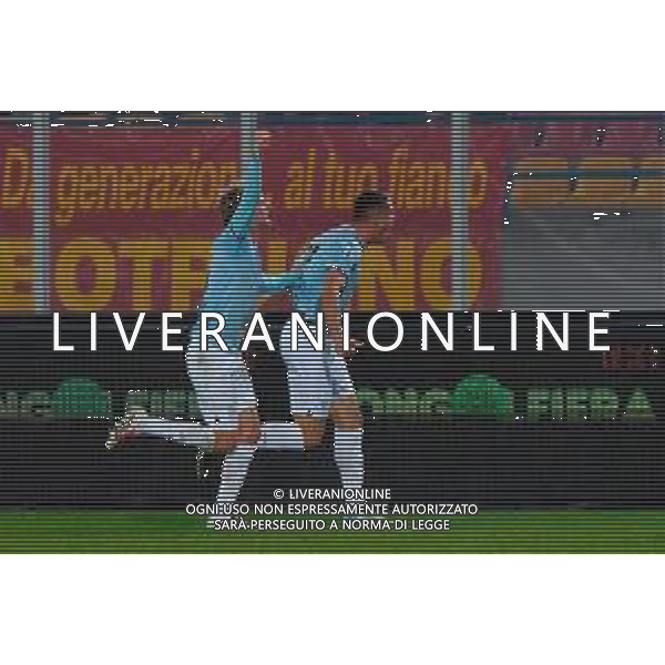 TVEM December 21, 2024 Lecce, Italy - US Lecce vs SS Lazio - Italian soccer serie A 2024/25 - Via Del Mare Stadium. In the pic: Adam Marusic of SS Lazio celebrates after scoring a goal with Nicolò Rovella of SS Lazio ©Emmanuele Mastrodonato -AGENZIA ALDO LIVERANI SAS