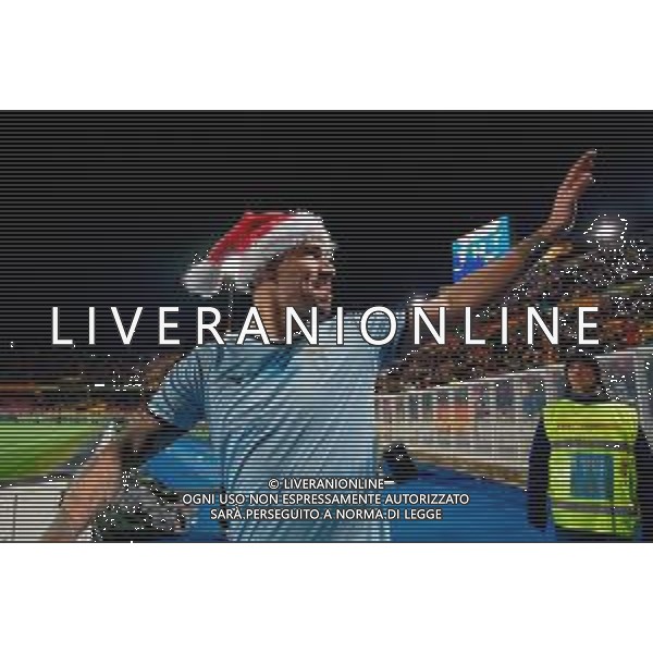 TVEM December 21, 2024 Lecce, Italy - US Lecce vs SS Lazio - Italian soccer serie A 2024/25 - Via Del Mare Stadium. In the pic: Alessio Romagnoli of SS Lazio celebrates the victory ©Emmanuele Mastrodonato -AGENZIA ALDO LIVERANI SAS