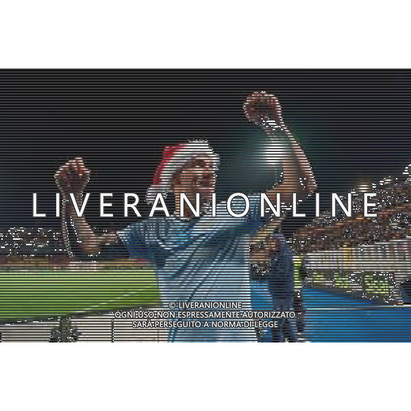 TVEM December 21, 2024 Lecce, Italy - US Lecce vs SS Lazio - Italian soccer serie A 2024/25 - Via Del Mare Stadium. In the pic: Alessio Romagnoli of SS Lazio celebrates the victory ©Emmanuele Mastrodonato -AGENZIA ALDO LIVERANI SAS