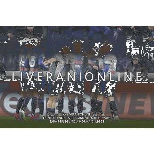 Ademola Lookman of Atalanta BC celebrates after scoring during Atalanta BC vs Empoli FC, 17° Serie A Enilive 2024-25 game at Gewiss stadium in Bergamo (BG), Italy, on Dicember 22, 2024. (Photo by Davide Casentini)-AGENZIA ALDO LIVERANI SAS