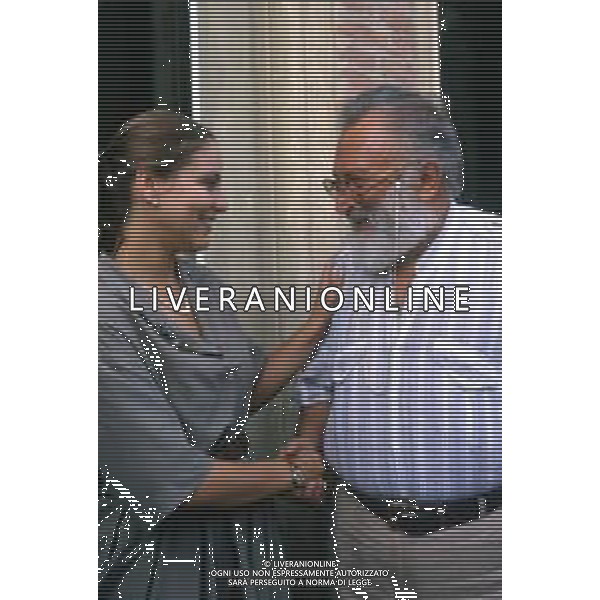 DIAP-RETROSPETTIVA ORNELLA MUTI ATTRICE NELLA FOTO ORNELLA MUTI E SERGIO LEONE A VENEZIA NELL\'ANNO 1988 AG ALDO LIVERANI SAS
