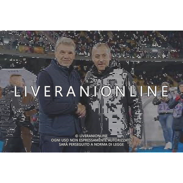 TVEM December 21, 2024 Lecce, Italy - US Lecce vs SS Lazio - Italian soccer serie A 2024/25 - Via Del Mare Stadium. In the pic: coach Marco Baroni of SS Lazio and coach Marco Giampaolo of US Lecce foto emmanuele mastrodonato-ag aldo liverani sas