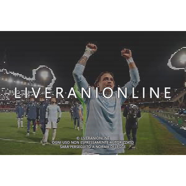 TVEM December 21, 2024 Lecce, Italy - US Lecce vs SS Lazio - Italian soccer serie A 2024/25 - Via Del Mare Stadium. In the pic: Luca Pellegrini of SS Lazio celebrates the victory foto emmanuele mastrodonato-ag aldo liverani sas