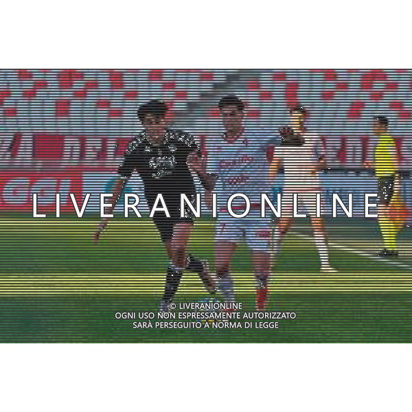 TVEM December 29, 2024 Bari, Italy - SSC Bari vs Spezia Calcio - Italian soccer serie B 2024/25 - San Nicola Stadium. In the pic: Andrea Oliveri of SSC Bari in action against Edoardo Soleri of Spezia Calcio foto emmanuele mastrodonato-ag aldo liverani sas