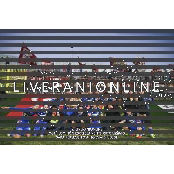 Reggiana team celebrate the victory at the end of Mantova 1911 vs AC Reggiana, 20° Serie B BKT 2024-25 game at Danilo Martelli stadium in Mantova (MN), Italy, on Dicember 29, 2024. (Photo by Davide Casentini)- AGENZIA ALDO LIVERANI SAS