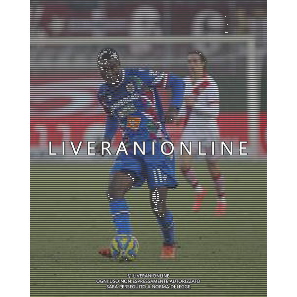 Cedric Gondo of AC Reggiana play the ball during Mantova 1911 vs AC Reggiana, 20° Serie B BKT 2024-25 game at Danilo Martelli stadium in Mantova (MN), Italy, on Dicember 29, 2024. (Photo by Davide Casentini)- AGENZIA ALDO LIVERANI SAS