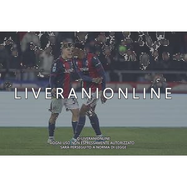Benjamin Dominguez of Bologna FC celebrates after scoring second gol during Bologna BFC vs Hellas Verona FC, 18° Serie A Enilive 2024-25 game at Renato Dall\'Ara stadium in Bologna (BO), Italy, on Dicember 30, 2024. (Photo by Davide Casentini) -AGENZIA ALDO LIVERANI SAS