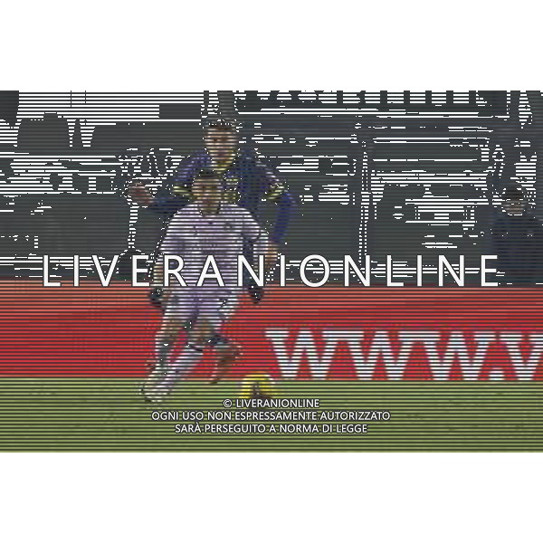 Alexis Sanchez of Udinese FC battle for the ball with Giangiacomo Magnani of Hellas Verona FC during Hellas Verona FC vs Udinese Calcio, 19° Serie A Enilive 2024-25 game at Marcantonio Bentegodi stadium in Verona (VR), Italy, on January 04, 2025. (Photo by Davide Casentini)- AGENZIA ALDO LIVERANI SAS