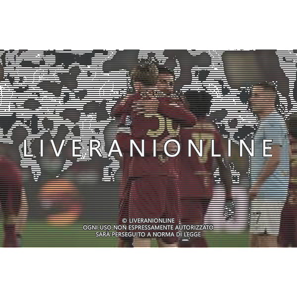 Roma vs Lazio Campionato Serie A Enilive - 19 Giornata Stadio Olimpico - Roma 05-01-2025 nella foto Esultanza Pellegrini e Saelemaekers ©Federico Gaetano-AGENZIA ALDO LIVERANI SAS
