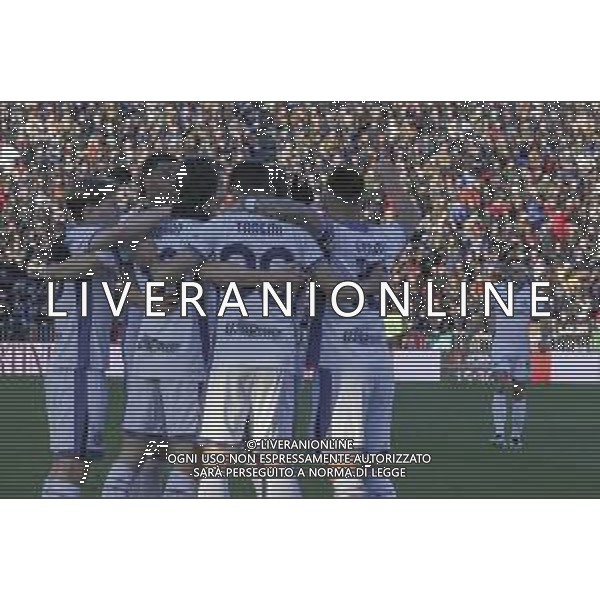 Matteo Darmian of Inter FC celebrates after scoring during Venezia FC vs FC Internazionale, 20° Serie A Enilive 2024-25 game at Pier Luigi Penzo stadium in Venezia (VE), Italy, on January 12, 2025. (Photo by Davide Casentini)- AGENZIA ALDO LIVERANI SAS