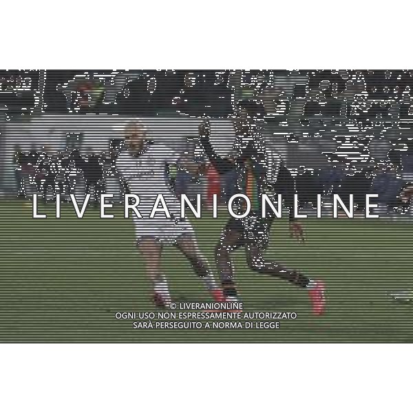 Federico Dimarco of Inter FC competes for the ball during Venezia FC vs FC Internazionale, 20° Serie A Enilive 2024-25 game at Pier Luigi Penzo stadium in Venezia (VE), Italy, on January 12, 2025. (Photo by Davide Casentini)- AGENZIA ALDO LIVERANI SAS