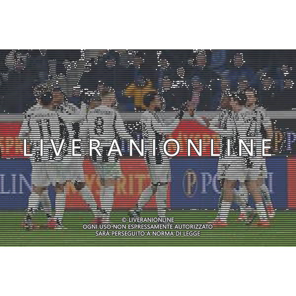 TVMV-Bergamo 14.01.2025 Gweiss Stadium ©Manuela Viganti/Agenzia Aldo Liverani Atalanta vs Juventus Campionato Calcio Serie A Enilive 2024/2025 19a giornata Nella foto: esultanza juventus dopo il gol di pierre kalulu ©Viganti-AGENZIA ALDO LIVERANI SAS