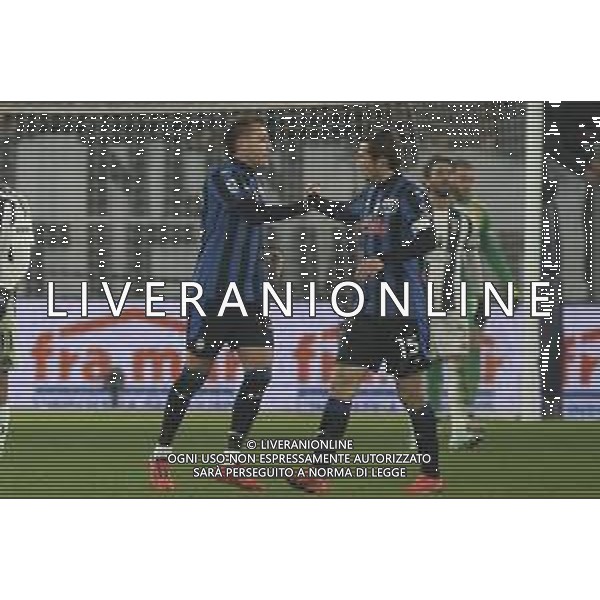 Mateo Retegui of Atalanta BC celebrates after scoring during Atalanta BC vs Juventus FC, 19° Serie A Enilive 2024-25 game at Gewiss stadium in Bergamo (BG), Italy, on January 14, 2025. (Photo by Davide Casentini)-AGENZIA ALDO LIVERANI SAS