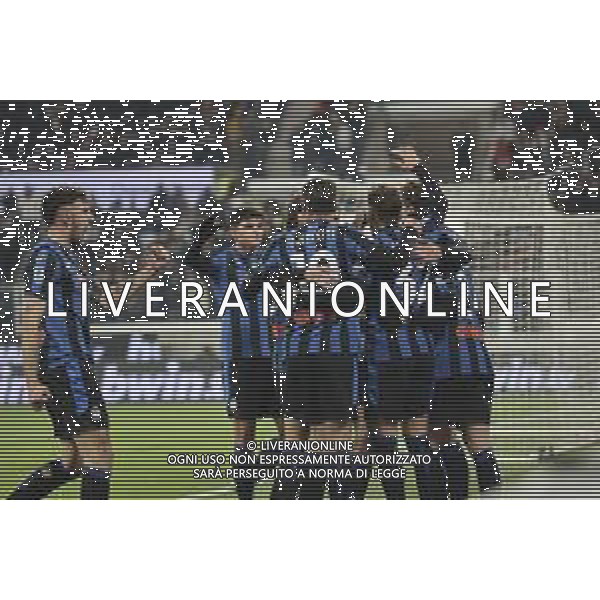 Mateo Retegui of Atalanta BC celebrates after scoring goal during Atalanta BC vs SSC Napoli, 21° Serie A Enilive 2024-25 game at Gewiss stadium in Bergamo (BG), Italy, on January 18, 2025. (Photo by Davide Casentini)-AGENZIA ALDO LIVERANI SAS