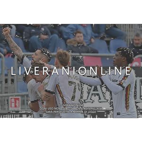19-1-2025. Cagliari calcio-U.S. Lecce, 21° giornata Serie A calcio Italia 2024/2025, stadio Unipol Domus Cagliari. Foto Salvatore Moi/Agenzia Aldo Liverani s.as. Nella foto: Gol ed esultanza Lecce contro Cagliari in trasferta allo stadio Unipol Domus. Segna: Santiago Pierotti Lecce ©MOI SALVATORE - AGENZIA ALDO LIVERANI SAS