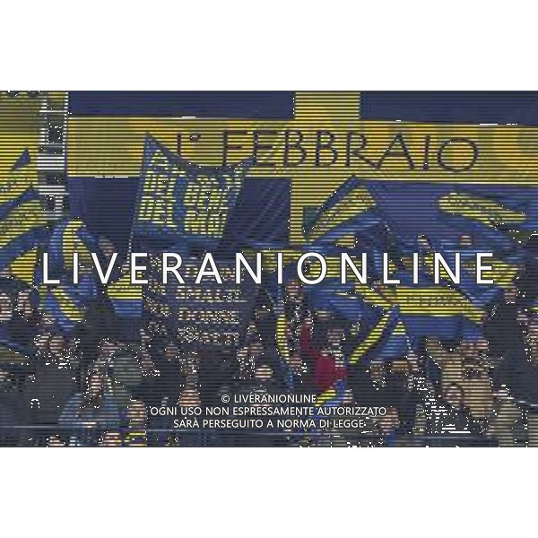 tifosi - Hellas Verona fans show their support during Hellas Verona FC vs SS Lazio, 21° Serie A Enilive 2024-25 game at Marcantonio Bentegodi stadium in Verona (VR), Italy, on January 19, 2025. (Photo by Davide Casentini)- AGENZIA ALDO LIVERANI SAS