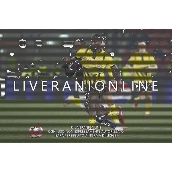 Serhou Guirassy of Borussia Dortmund competes for the ball during Bologna BFC vs Borussia Dortmund, 7° round of Champions League 2024-25, game at Renato Dall\'Ara stadiumo in Bologna (BG), Italy, on January 21, 2025. (Photo by Davide Casentini)- AGENZIA ALDO LIVERANI SAS