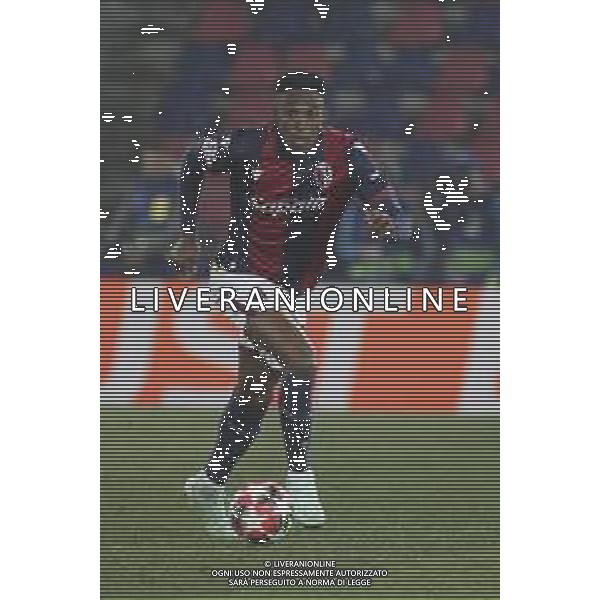 Jhon Lucumi of Bologna FC play the ball during Bologna BFC vs Borussia Dortmund, 7° round of Champions League 2024-25, game at Renato Dall\'Ara stadiumo in Bologna (BG), Italy, on January 21, 2025. (Photo by Davide Casentini)- AGENZIA ALDO LIVERANI SAS