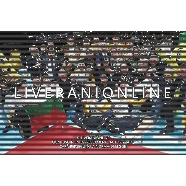 CASALECCHIO DI RENO (BOLOGNA) UNIPOL ARENA 25 01 2025 FINAL FOUR COPPA ITALIA SUPERLEGA PALLAVOLO PRIMA SEMIFINALE SIR SUSA VIM PERUGIA-RANA VERONA 2-3 NELLA FOTO SQUADRA RANA VERONA ESULTA DOPO LA PARTITA VINTA FOTO GIANNI SANNA-AG ALDO LIVERANI SAS