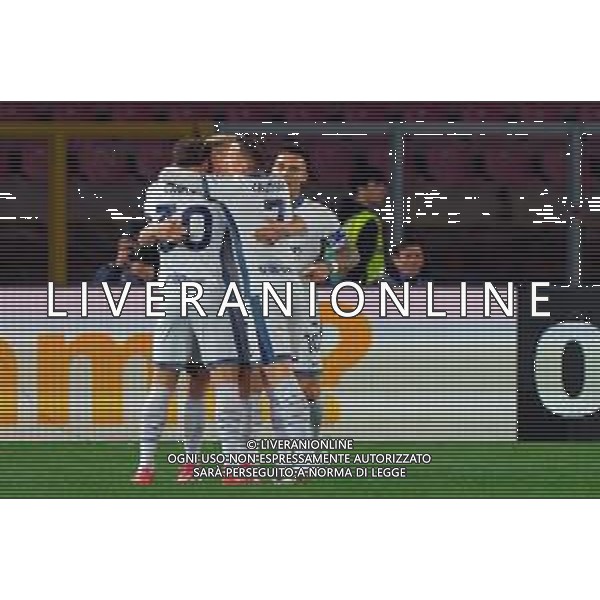 TVEM January 26, 2025 Lecce, Italy - US Lecce vs FC Inter - Italian soccer serie A 2024/25 - Via Del Mare Stadium. In the pic: Davide Frattesi of FC Inter celebrates after scoring a goal with teammates FOTO EMMANUELE MASTRODONATO-AG ALDO LIVERANI SAS
