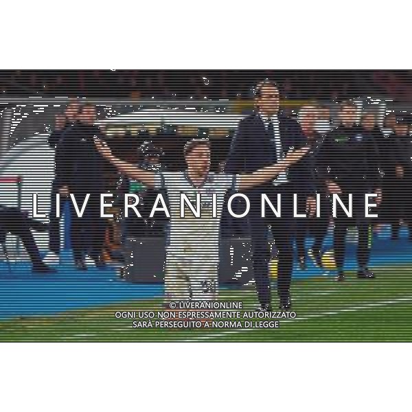 TVEM January 26, 2025 Lecce, Italy - US Lecce vs FC Inter - Italian soccer serie A 2024/25 - Via Del Mare Stadium. In the pic: Carlos Augusto of FC Inter protests FOTO EMMANUELE MASTRODONATO-AG ALDO LIVERANI SAS