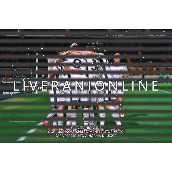TVEM January 26, 2025 Lecce, Italy - US Lecce vs FC Inter - Italian soccer serie A 2024/25 - Via Del Mare Stadium. In the pic: Mehdi Taremi of FC Inter celebrates after scoring a goal with teammates ©TVEM Emmanuele Mastrodonato - AGENZIA ALDO LIVERANI SAS