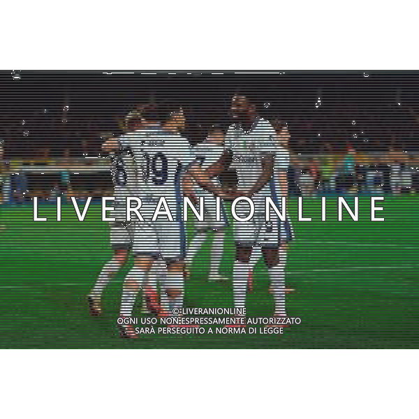 TVEM January 26, 2025 Lecce, Italy - US Lecce vs FC Inter - Italian soccer serie A 2024/25 - Via Del Mare Stadium. In the pic: Mehdi Taremi of FC Inter celebrates after scoring a goal with Marcus Thuram of FC Inter FOTO EMMANUELE MASTRODONATO-AG ALDO LIVERANI SAS