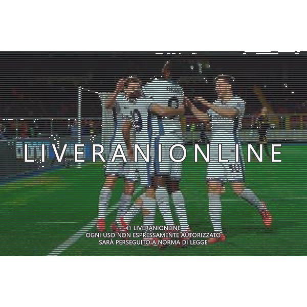 TVEM January 26, 2025 Lecce, Italy - US Lecce vs FC Inter - Italian soccer serie A 2024/25 - Via Del Mare Stadium. In the pic: Mehdi Taremi of FC Inter celebrates after scoring a goal with teammates FOTO EMMANUELE MASTRODONATO-AG ALDO LIVERANI SAS
