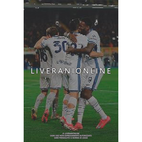 TVEM January 26, 2025 Lecce, Italy - US Lecce vs FC Inter - Italian soccer serie A 2024/25 - Via Del Mare Stadium. In the pic: Mehdi Taremi of FC Inter celebrates after scoring a goal with Marcus Thuram of FC Inter FOTO EMMANUELE MASTRODONATO-AG ALDO LIVERANI SAS
