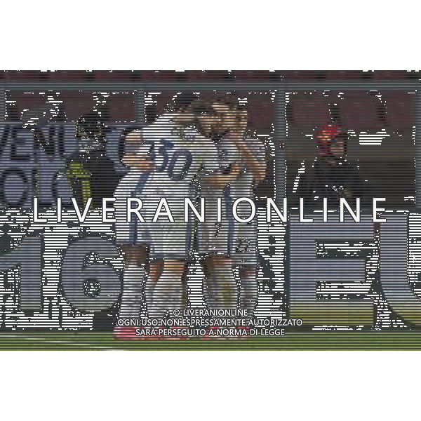 TVEM January 26, 2025 Lecce, Italy - US Lecce vs FC Inter - Italian soccer serie A 2024/25 - Via Del Mare Stadium. In the pic: players of FC Inter celebrates after scoring a goal FOTO EMMANUELE MASTRODONATO-AG ALDO LIVERANI SAS