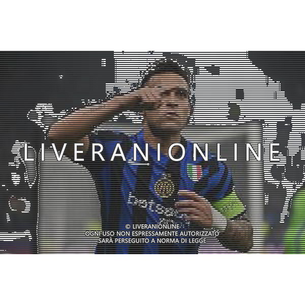 Inter vs Monaco nella foto Lautaro Martinez (Inter) esultanza dopo il gol del 3 a 0 Milano 29-01-2025 Stadio Giuseppe Meazza - San Siro UEFA Champions League fase a girone unico - 8a giornata foto Roberto Garavaglia/Agenzia Aldo Liverani sas