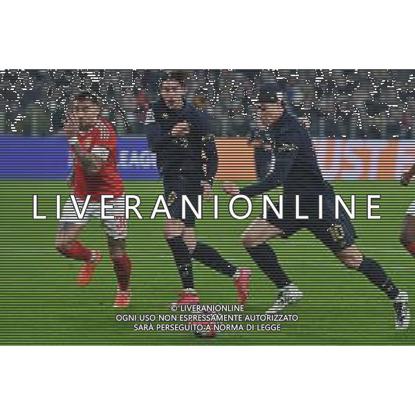 Torino 29.01.2025 Allianz Stadium ©Manuela Viganti/Agenzia Aldo Liverani Juventus vs Benfica Uefa Champions League 2024/2025 8a giornata Nella foto: Dusan Vlahovic-Kenan Yildiz-Nicolas Otamendi ©Viganti - AGENZIA ALDO LIVERANI SAS