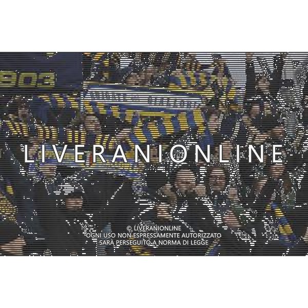 tifosi - Hellas Verona fans celebrate the victory at the end of AC Monza vs Hellas Verona FC, 23° Serie A Enilive 2024-25 game at U-Power stadium in Monza (MB), Italy, on February 01, 2025. (Photo by Davide Casentini)- AGENZIA ALDO LIVERANI SAS