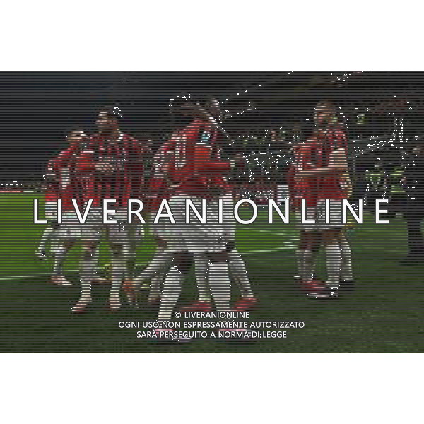 Milan vs Inter nella foto giocatori Milan esultanza dopo il gol dell\'1 a 0 Milano 02-02-2025 Stadio Giuseppe Meazza - San Siro Campionato Serie A Enilive - 23a giornata foto Roberto Garavaglia/Agenzia Aldo Liverani sas- AGENZIA ALDO LIVERANI SAS