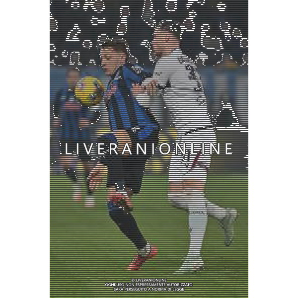 TVRG Atalanta vs Bologna nella foto Mateo Retegui (Atalanta) e Sam Beukema (Bologna) Bergamo 04-02-2025 Gewiss Stadium Coppa Italia Frecciarossa - quarti di finale foto Roberto Garavaglia/Agenzia Aldo Liverani sas