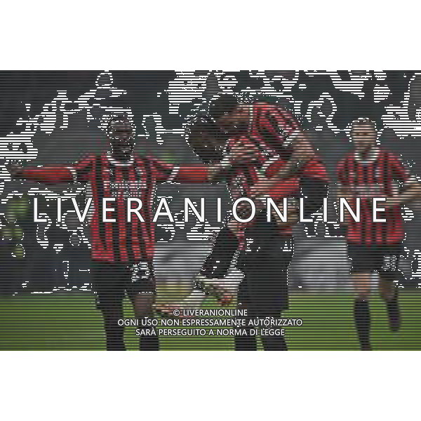Milan vs Roma nella foto giocatori Milan esultanza dopo il gol dell\'1 a 0 Milano 05-02-2025 Stadio Giuseppe Meazza - San Siro Coppa Italia Frecciarossa - quarti di finale foto Roberto Garavaglia/Agenzia Aldo Liverani sas- AGENZIA ALDO LIVERANI SAS