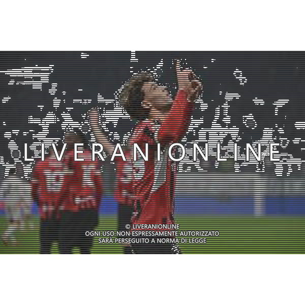 Milan vs Roma nella foto Joao Felix Sequeira (Milan) esultanza dopo il gol del 3 a 1 Milano 05-02-2025 Stadio Giuseppe Meazza - San Siro Coppa Italia Frecciarossa - quarti di finale foto Roberto Garavaglia/Agenzia Aldo Liverani sas- AGENZIA ALDO LIVERANI SAS