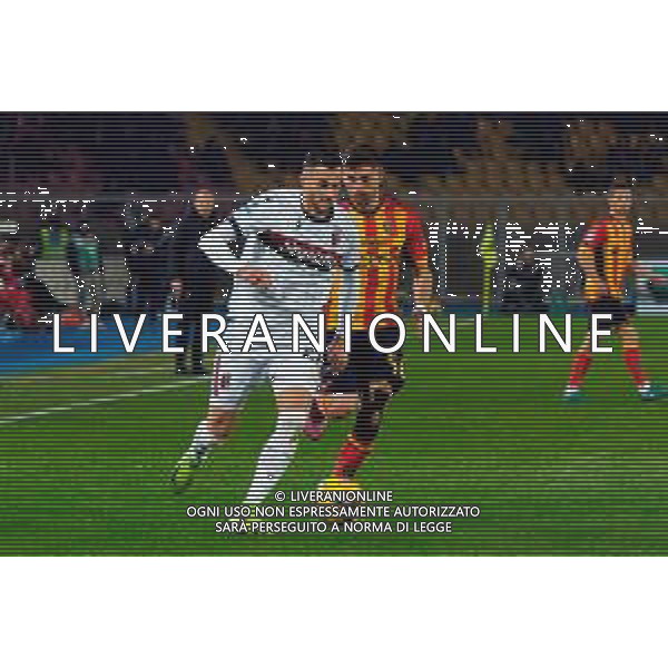 TVEM February 09, 2025 Lecce, Italy - US Lecce vs Bologna FC - Italian soccer serie A 2024/25 - Via Del Mare Stadium. In the pic: Charalampos Lykogiannis of Bologna FC and Santiago Pierotti of US Lecce foto emmanuele mastrodonato-ag aldo liverani sas