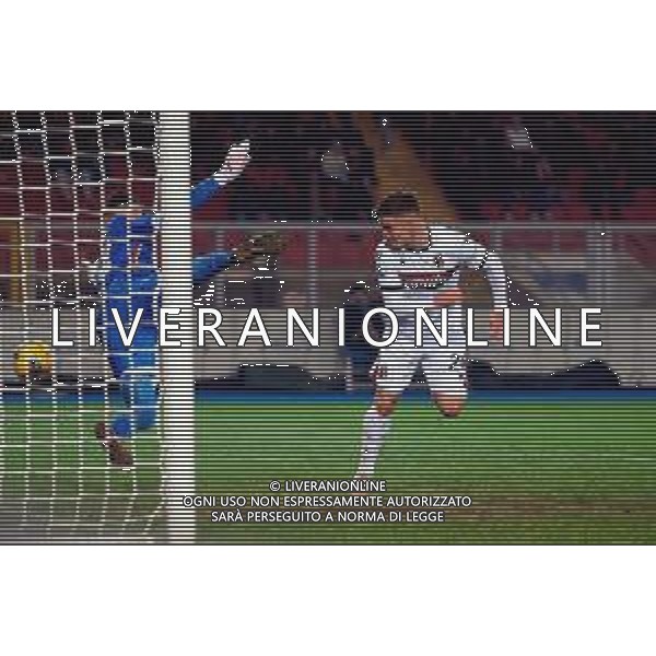TVEM February 09, 2025 Lecce, Italy - US Lecce vs Bologna FC - Italian soccer serie A 2024/25 - Via Del Mare Stadium. In the pic: Thijs Dallinga of Bologna FC scores a goal of 0-1 that was after disallowed FOTO EMMANUELE MASTRODONATO-AG ALDO LIVERANI SAS