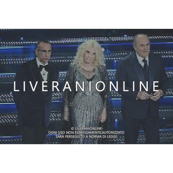 Festival Sanremo 2025 nella foto da SX Carlo Conti, Antonella Clerici e Jerry Scotti 75mo Festival della Canzone Italiana - Prima Serata Teatro Ariston - Sanremo (IM) 11-02-2025 foto Roberto Garavaglia/agenzia Aldo Liverani sas