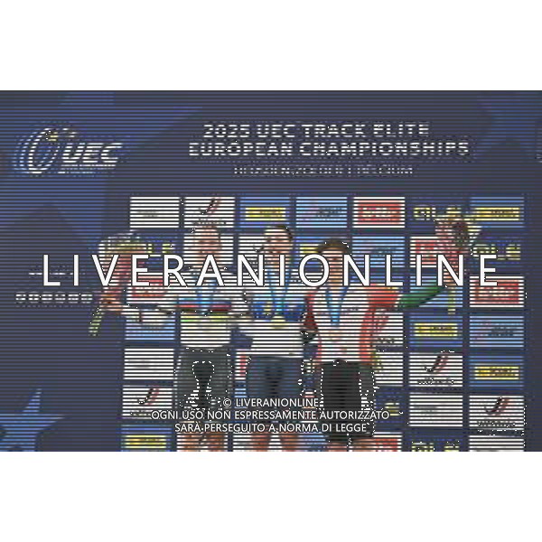 12-02-2025 European Championships Elite Women Track; Giornata 01; 2025 Italia; 2025, Olanda; 2025, Portogallo; Fidanza, Martina; Wiebes, Lorena; Martins, Maria; Zolder, Velodromo; ©SIROTTI-AGENZIA ALDO LIVERANI SAS