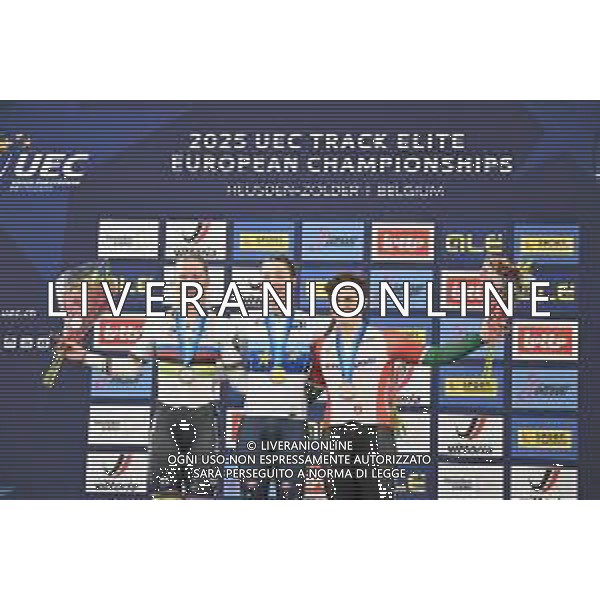 12-02-2025 European Championships Elite Women Track; Giornata 01; 2025 Italia; 2025, Olanda; 2025, Portogallo; Fidanza, Martina; Wiebes, Lorena; Martins, Maria; Zolder, Velodromo; ©SIROTTI-AGENZIA ALDO LIVERANI SAS